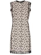 Giambattista Valli Tweed Floral Shift Mini Dress - Black