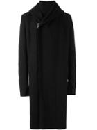 Poème Bohémien Off Centered Hooded Coat, Men's, Size: 46, Black, Virgin Wool/wool/cotton