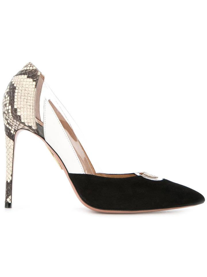 Aquazzura Fearless Snakeskin Pumps - Black