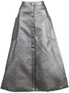 Christian Siriano Metallic Sheen Midi Skirt - Silver