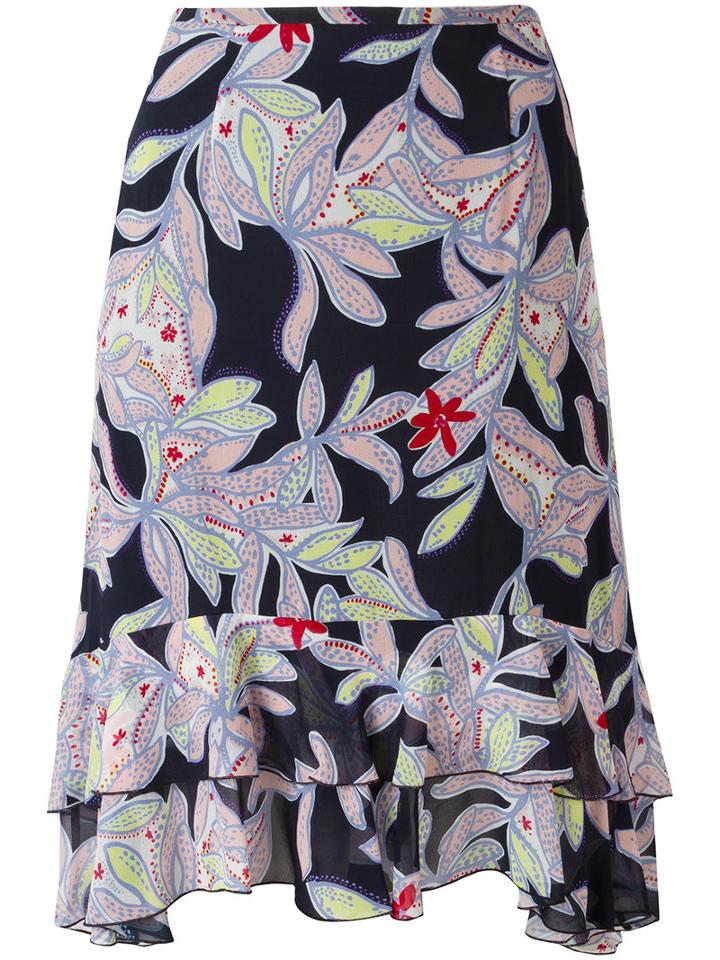 See By Chloé Floral Pattered Skirt, Women's, Size: 42, Blue, Silk/cotton