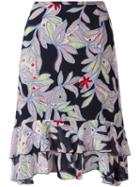 See By Chloé Floral Pattered Skirt, Women's, Size: 42, Blue, Silk/cotton