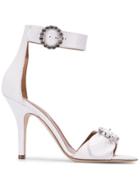 Paris Texas Embellished Buckle Sandals - White