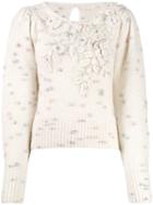 Love Shack Fancy Fitted Embroidered Jumper - Neutrals