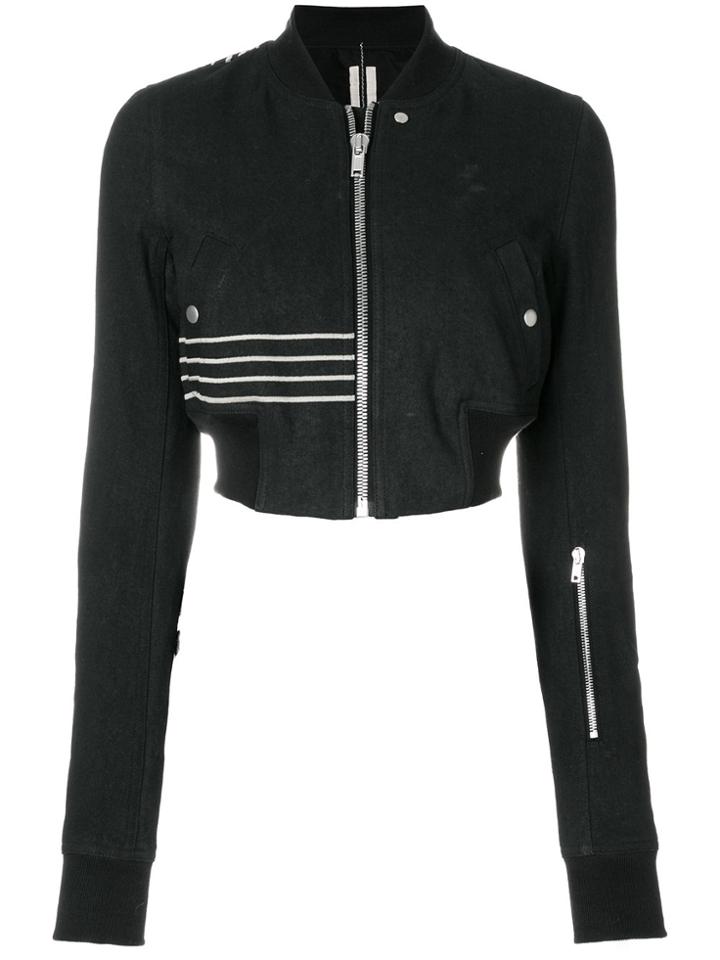 Rick Owens Drkshdw Cropped Bomber Jacket With Stripe Detail - Black