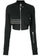 Rick Owens Drkshdw Cropped Bomber Jacket With Stripe Detail - Black