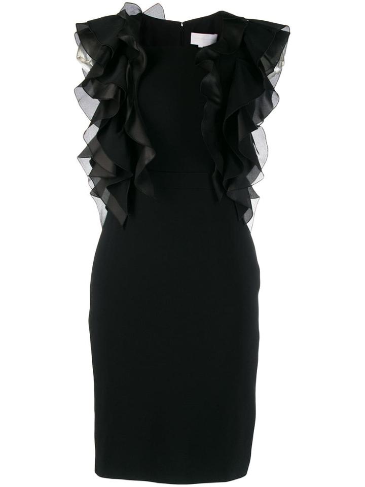 Genny Abito Ruffle Trim Dress - Black