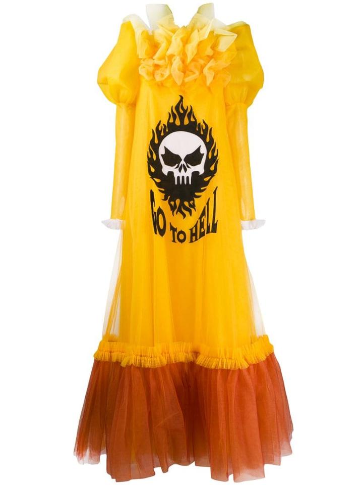 Viktor & Rolf Go To Hell Printed Tulle Gown - Yellow