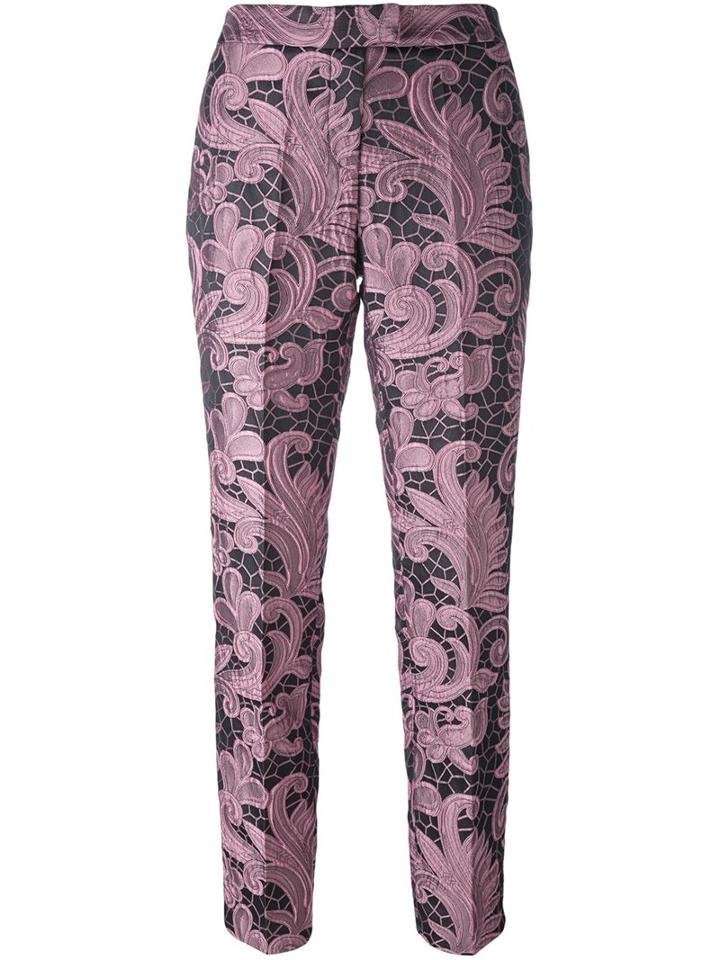 Christian Pellizzari Cropped Jacquard Trousers, Women's, Size: 42, Pink/purple, Viscose/polyester/polyamide