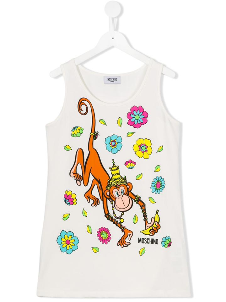 Moschino Kids Monkey Tank Top - White