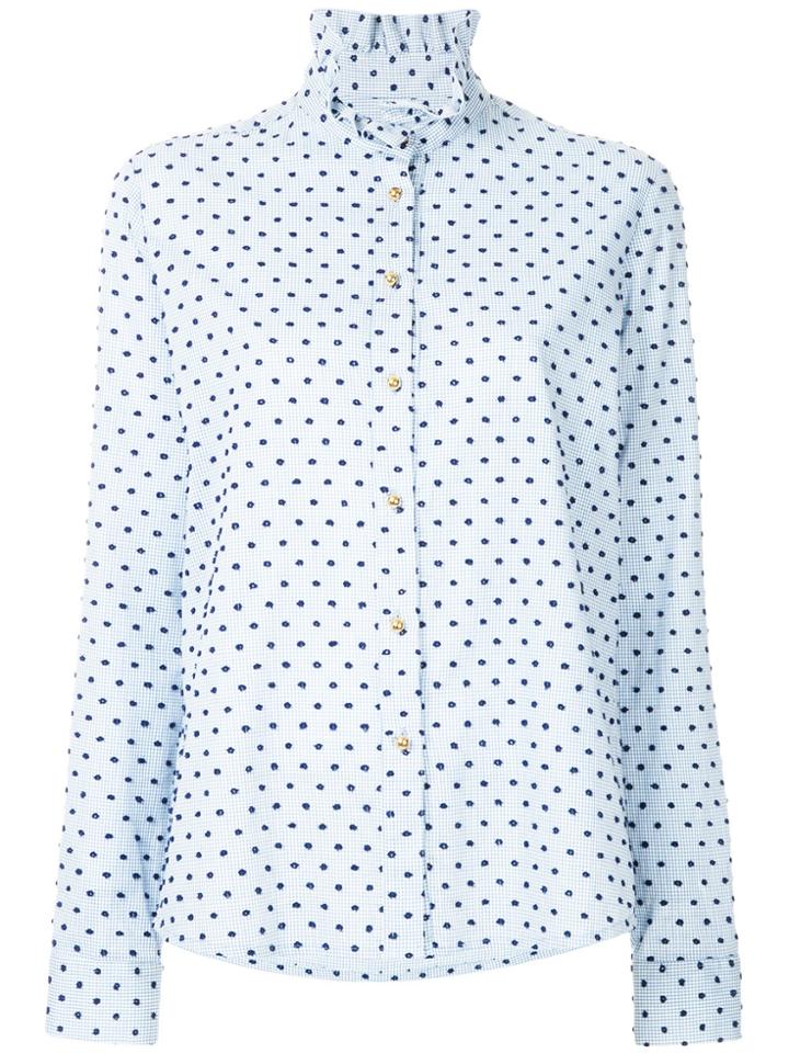 Macgraw Polka Dot High Neck Shirt - Blue