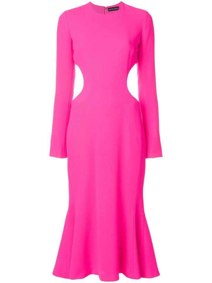 David Koma Flared Midi Dress - Pink & Purple