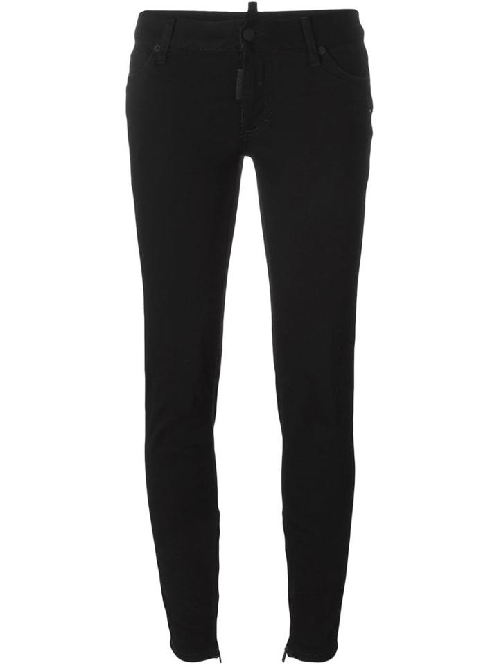 Dsquared2 'skinny' Medium Waist Jeans, Women's, Size: 42, Black, Cotton/polyester/calf Leather
