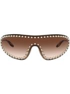 Prada Eyewear Catwalk Studded Sunglasses - Brown