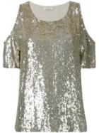 P.a.r.o.s.h. Cold Shoulder Sequin Top, Women's, Size: Medium, Grey, Viscose/pvc