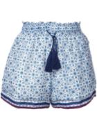 Talitha Elasticated Waistband Tassel Shorts, Women's, Size: Medium, Blue, Silk/cotton