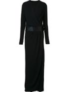 Alexandre Vauthier Longsleeved Low-waist V-neck Dress, Women's, Size: 40, Black, Polyester/spandex/elastane/viscose
