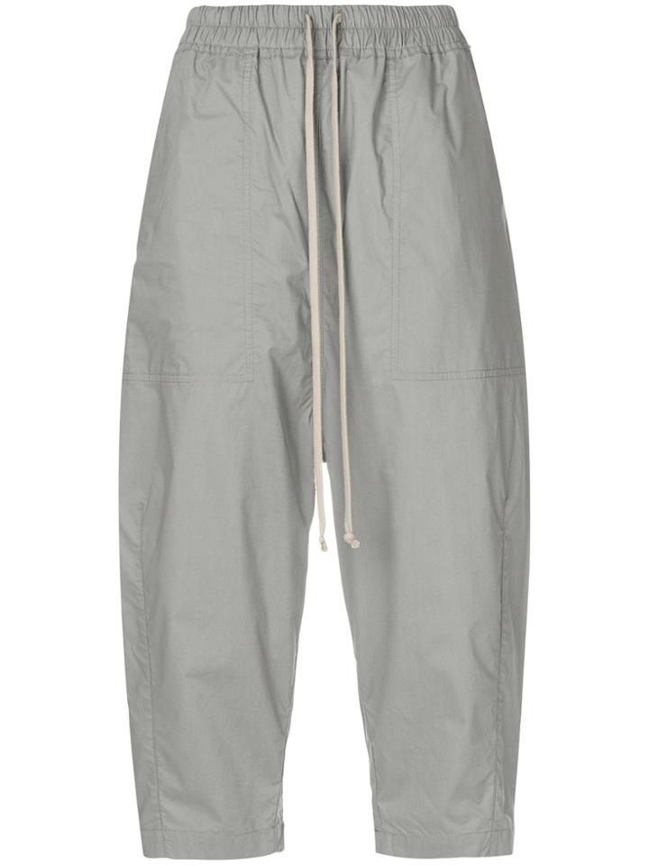 Rick Owens Drkshdw Cropped Drawstring-waist Trousers - Grey