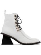 Marques'almeida White And Black Square Toe Lace Up Leather Boots