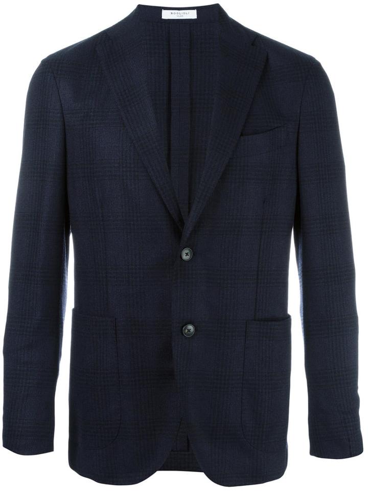 Boglioli Two Button Blazer, Men's, Size: 48, Blue, Virgin Wool/cotton/polyamide/cupro