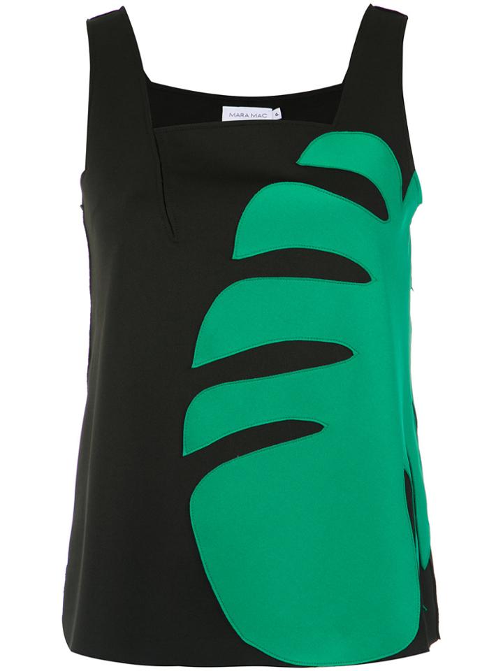 Mara Mac Foliage Applique Tank Top - Black