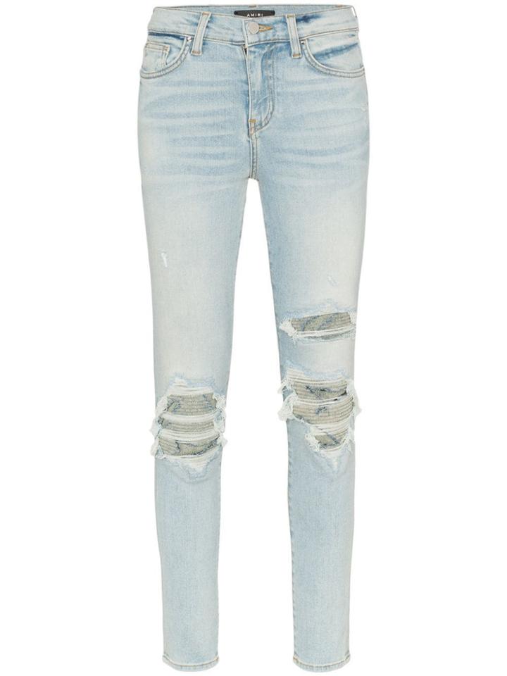 Amiri High-waisted Ripped Skinny Jeans - Blue