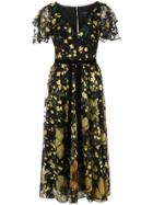 Marchesa Notte Floral-print Bow Detail Dress - Black