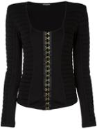 Balmain Ribbed Hook Fastened Top, Women's, Size: 36, Black, Polyamide/spandex/elastane/viscose