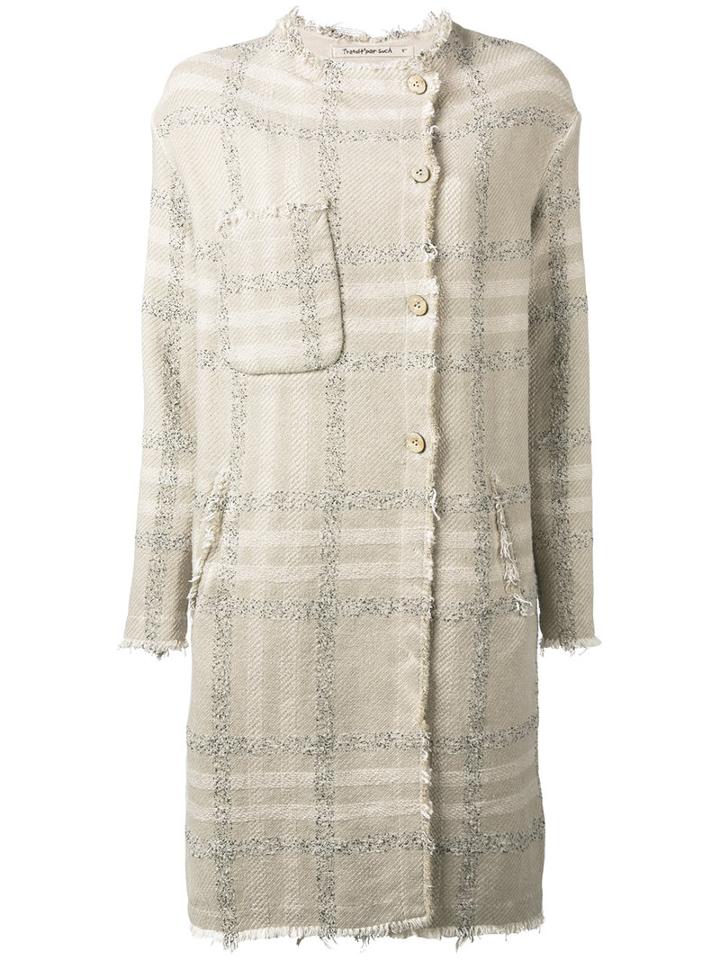Transit Check Pattern Coat, Women's, Size: Small, Nude/neutrals, Cotton/viscose/polyacrylic/polyester