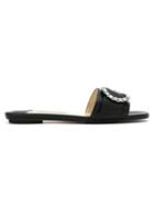 Jimmy Choo Jimmy Choo Grangerflatayu Black/crystal Leather/fur/exotic