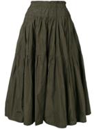 Odeeh Flared Tiered Skirt - Green