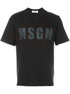 Msgm Logo Print T-shirt, Men's, Size: Large, Black, Cotton