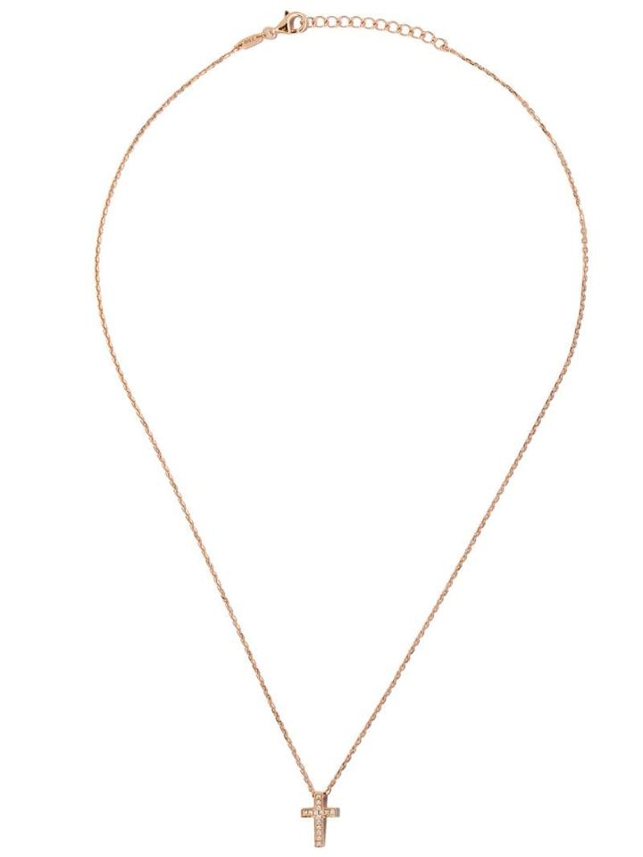 As29 18kt Rose Gold Mini Charm Cross Diamond Necklace