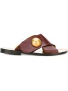 Chloé Pearl Detail Sandals, Women's, Size: 39, Red, Leather