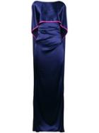 Talbot Runhof Sheen Long Cape Dress - Blue