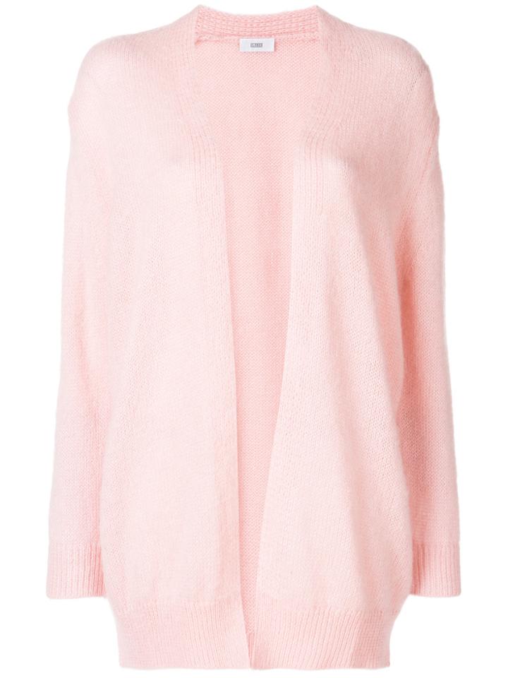 Closed Fitted Open-front Cardigan - Pink & Purple