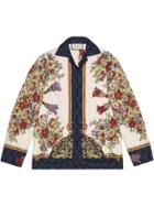 Gucci Quilted Jacket With Flowers And Tassels - White