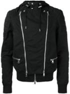 Balmain Hooded Biker Detail Jacket, Men's, Size: Small, Black, Cotton