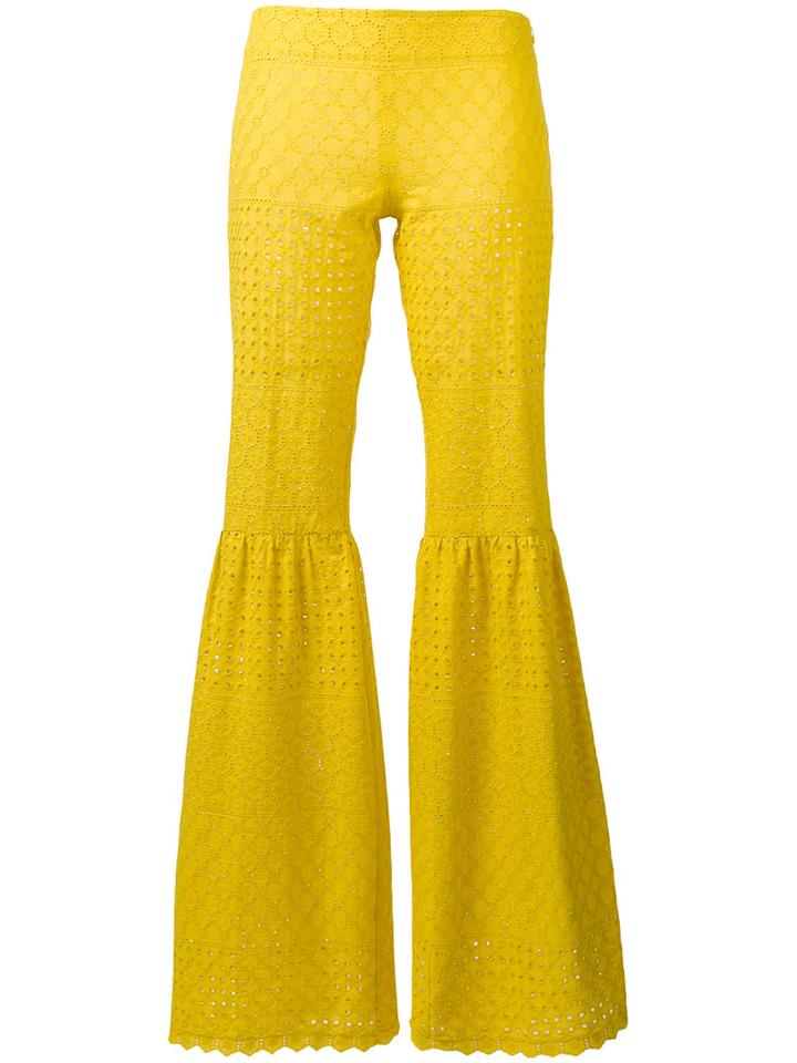 Daizy Shely - Fitted Flare Trousers - Women - Cotton - 40, Yellow/orange, Cotton