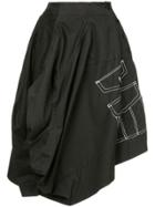 Comme Des Garçons Vintage Stitched Pocket Draped Skirt - Black