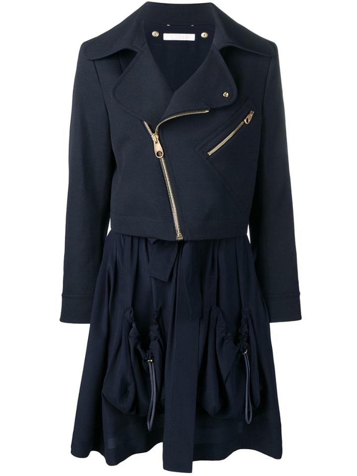 Chloé Zipped Parka Coat - Blue