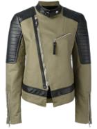 Diesel Black Gold Off-centre Zip Jacket, Women's, Size: 40, Green, Leather/viscose/polyester