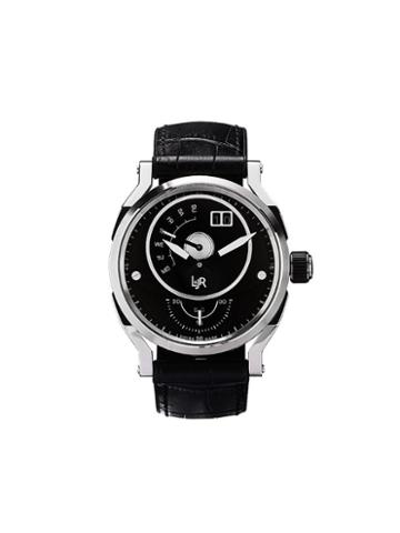 L & Jr Black S1302 Stainless Steel And Leather Watch