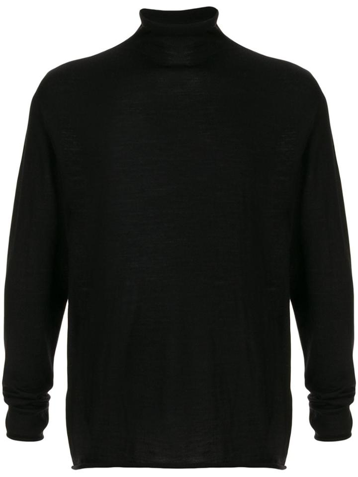 Isabel Benenato Funnel Neck Boxy Sweater - Black
