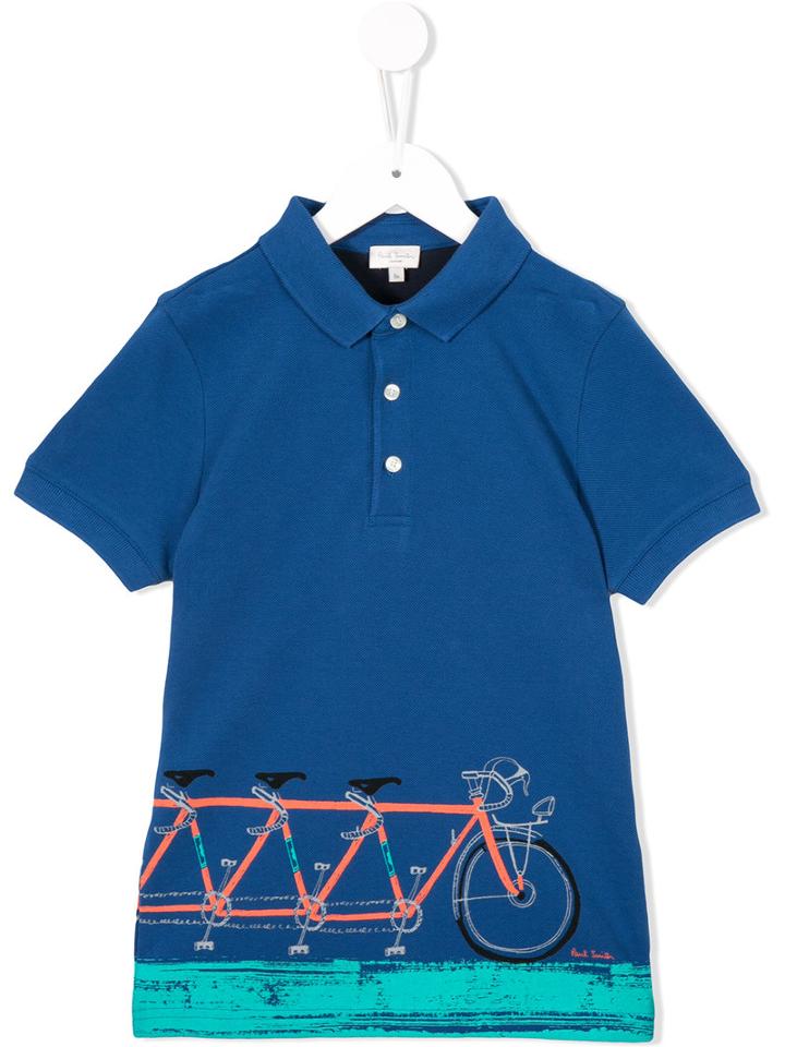 Paul Smith Junior Bike Print Polo Shirt, Boy's, Size: 8 Yrs, Blue