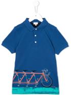 Paul Smith Junior Bike Print Polo Shirt, Boy's, Size: 8 Yrs, Blue