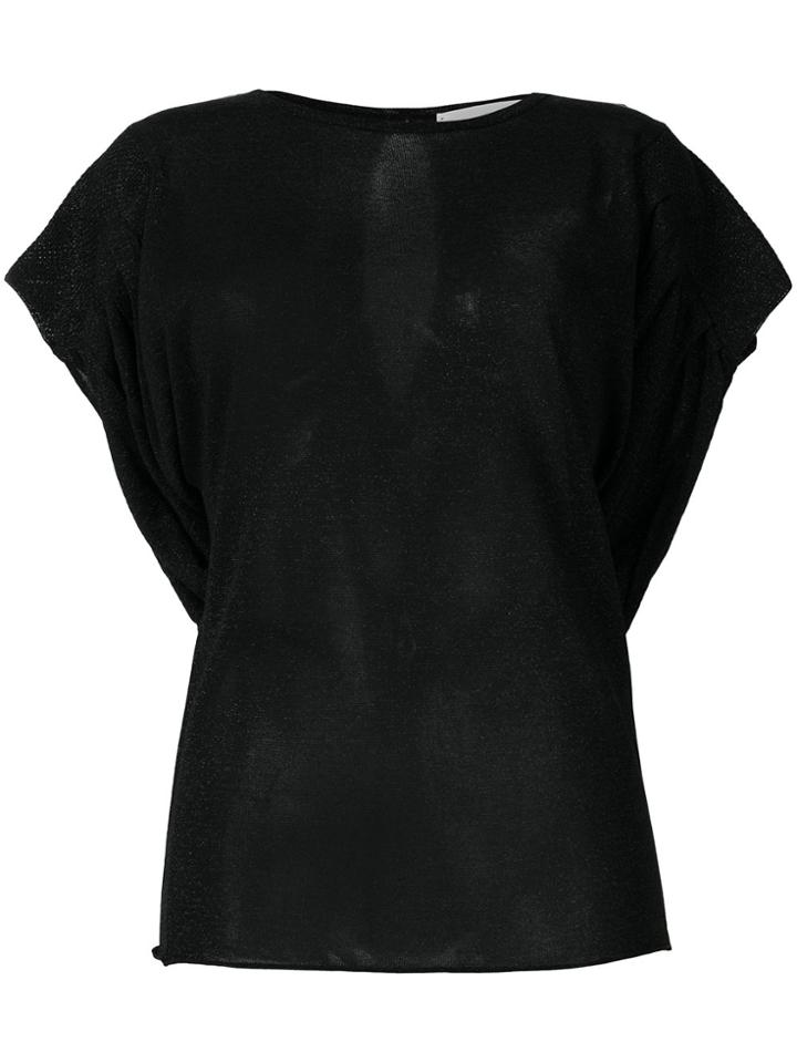 Circus Hotel Ruched Glitter T-shirt - Black