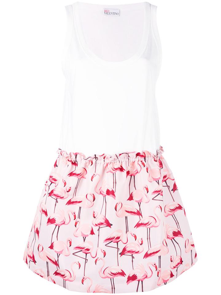 Red Valentino - Flamingo Print Dress - Women - Cotton/polyester - S, White, Cotton/polyester