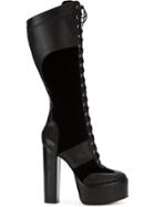 À La Garçonne Platform Lace Up Boots - Black
