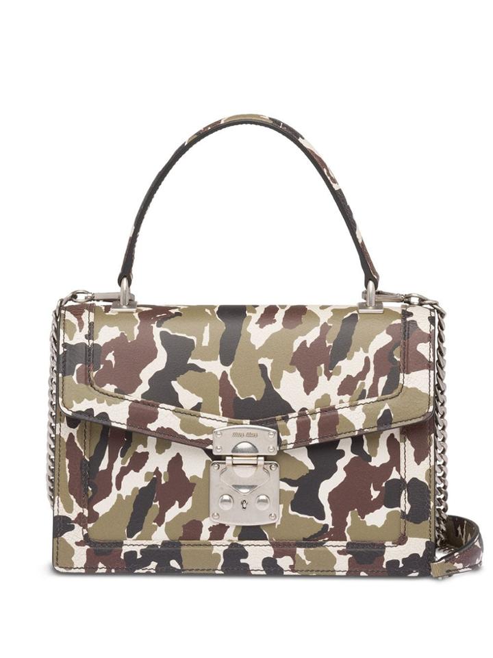 Miu Miu Craquelé Print Handbag - Green